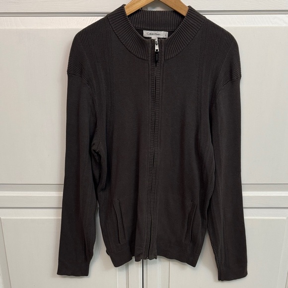 Calvin Klein Other - Calvin Klein Charcoal Full-Zip Academia Cardigan. Size L.